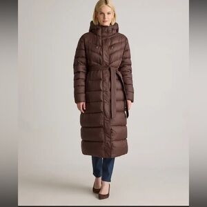 Responsible Down Belted Puffer Maxi Coat Hot Fudge Medium